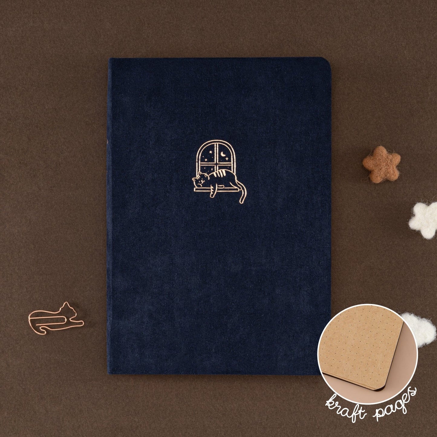 Tsuki ‘Midnight Neko Dreams’ Kraft Paper Bullet Journal ☾
