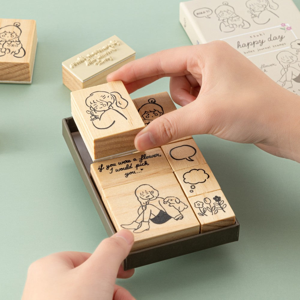 Tsuki ‘Happy Day’ Bullet Journal Stamp Set by Notebook Therapy x Peppoko ☾