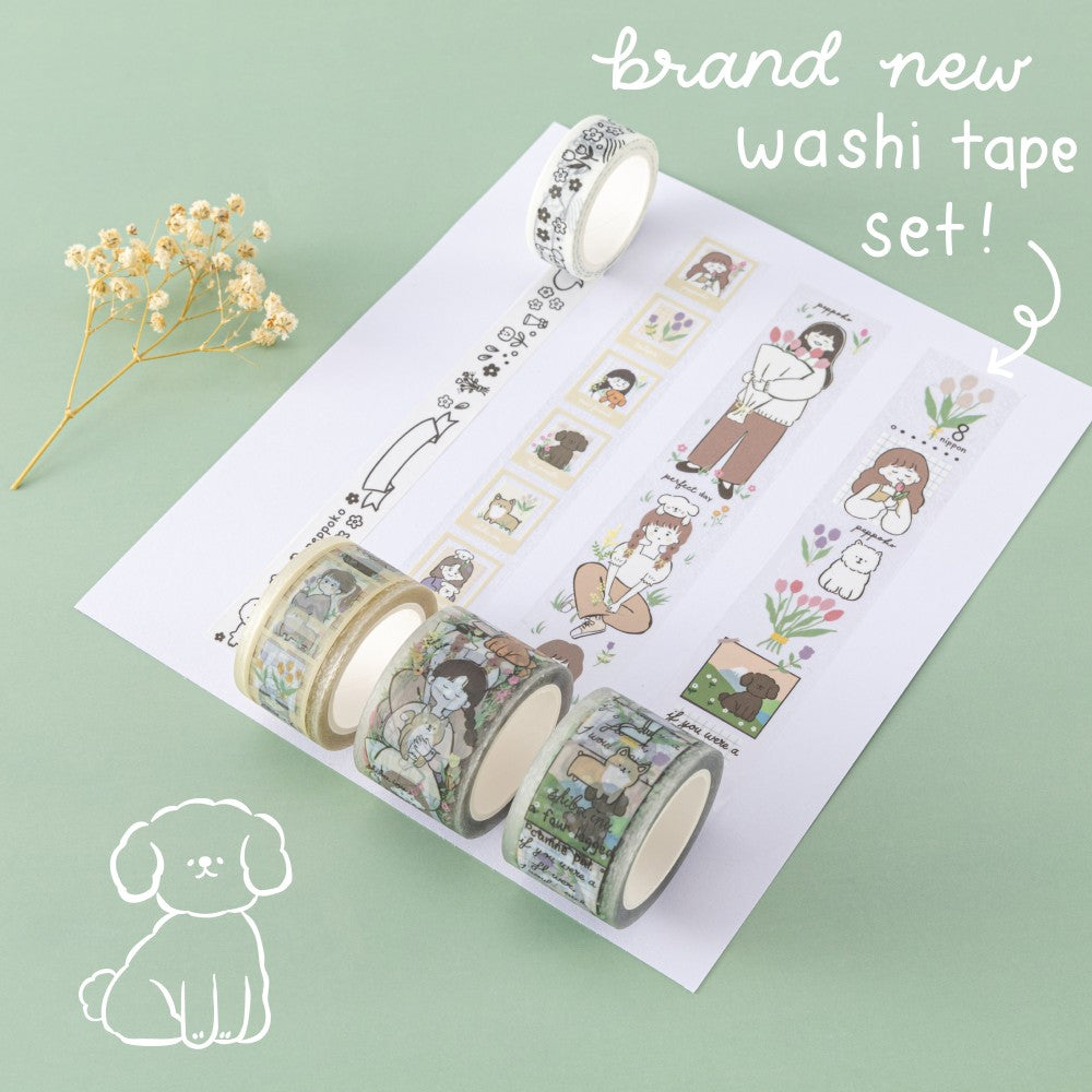 Tsuki ‘Happy Day’ Washi Tape Set by Notebook Therapy x Peppoko ☾