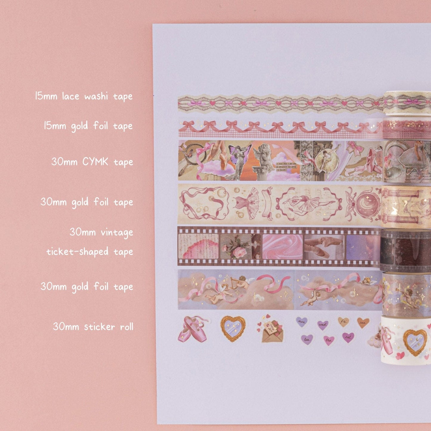 Tsuki ‘Sweet Ballet’ Washi Tape Set ☾