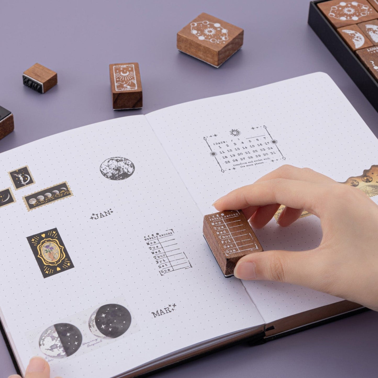 Tsuki ‘Lunar Mystery’ Bullet Journal Stamp Set ☾