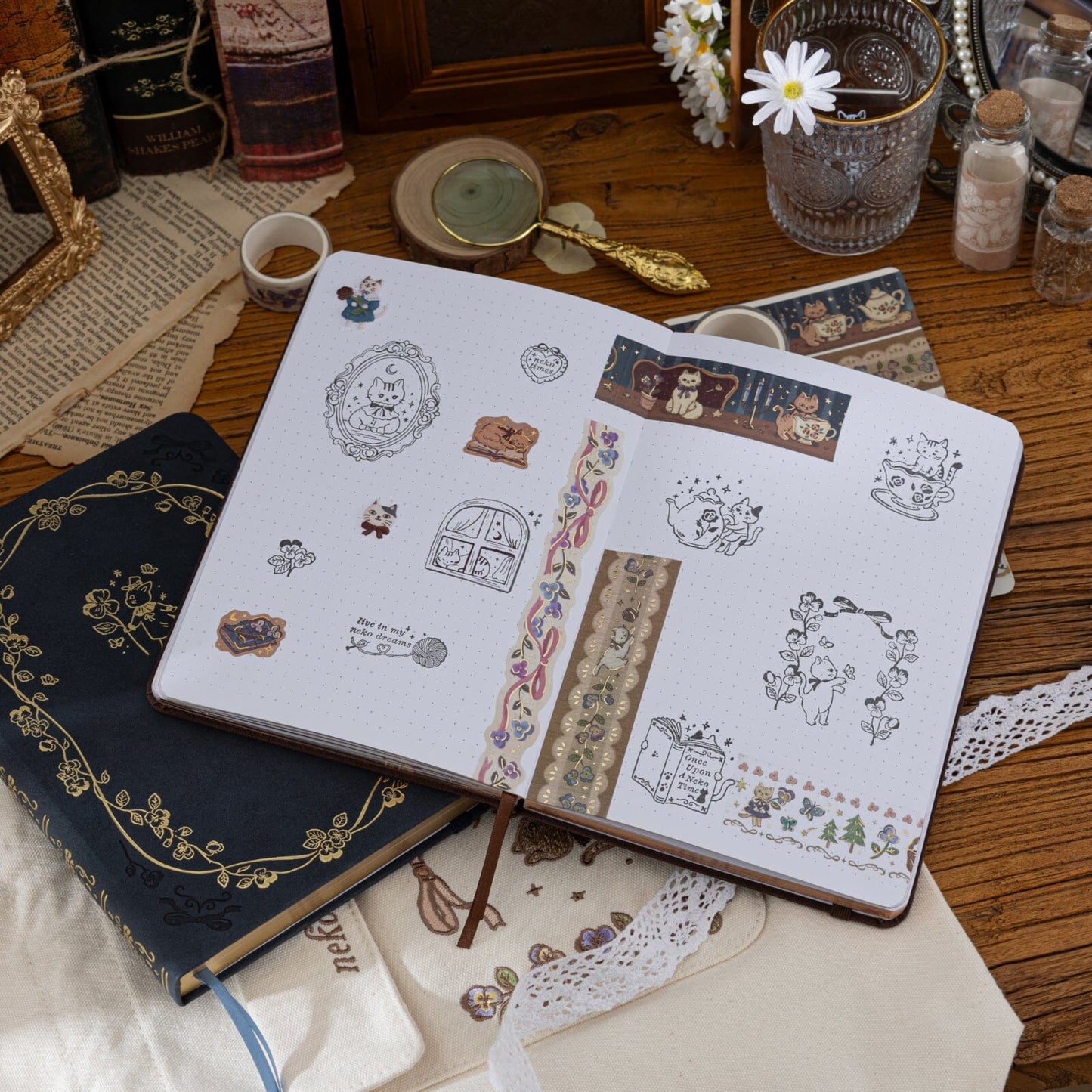 Tsuki ‘Vintage Neko’ Bullet Journal Stamp Set ☾