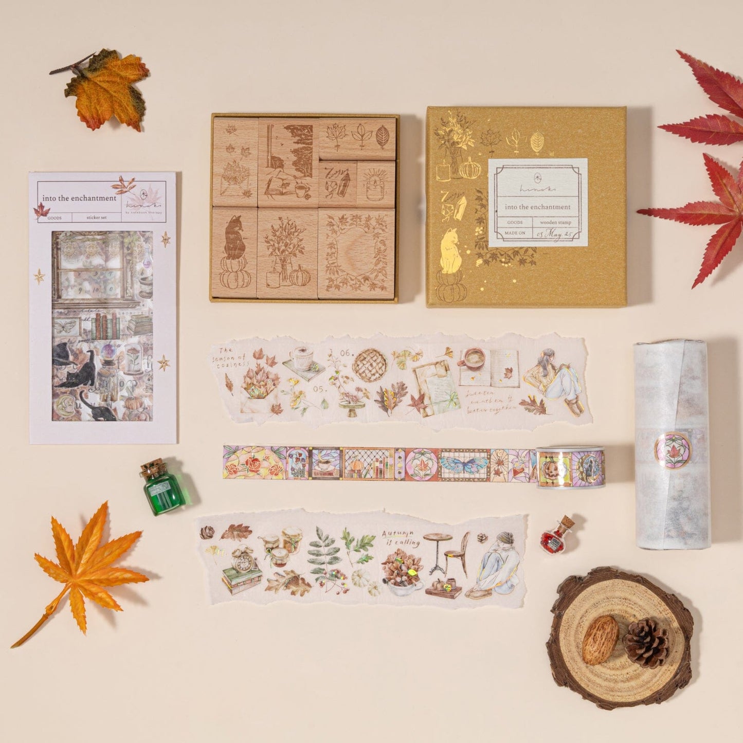 Hinoki - ‘Into the Enchantment’ Engraved Wooden Stamp Set
