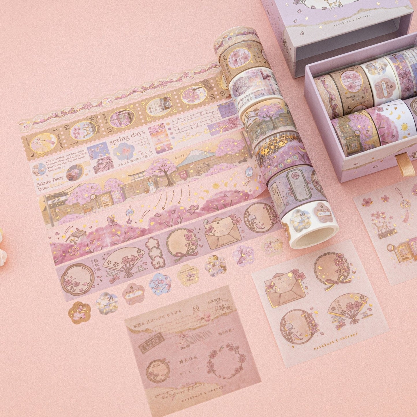 Tsuki ‘Sakura Breeze’ Washi Tape Set ☾