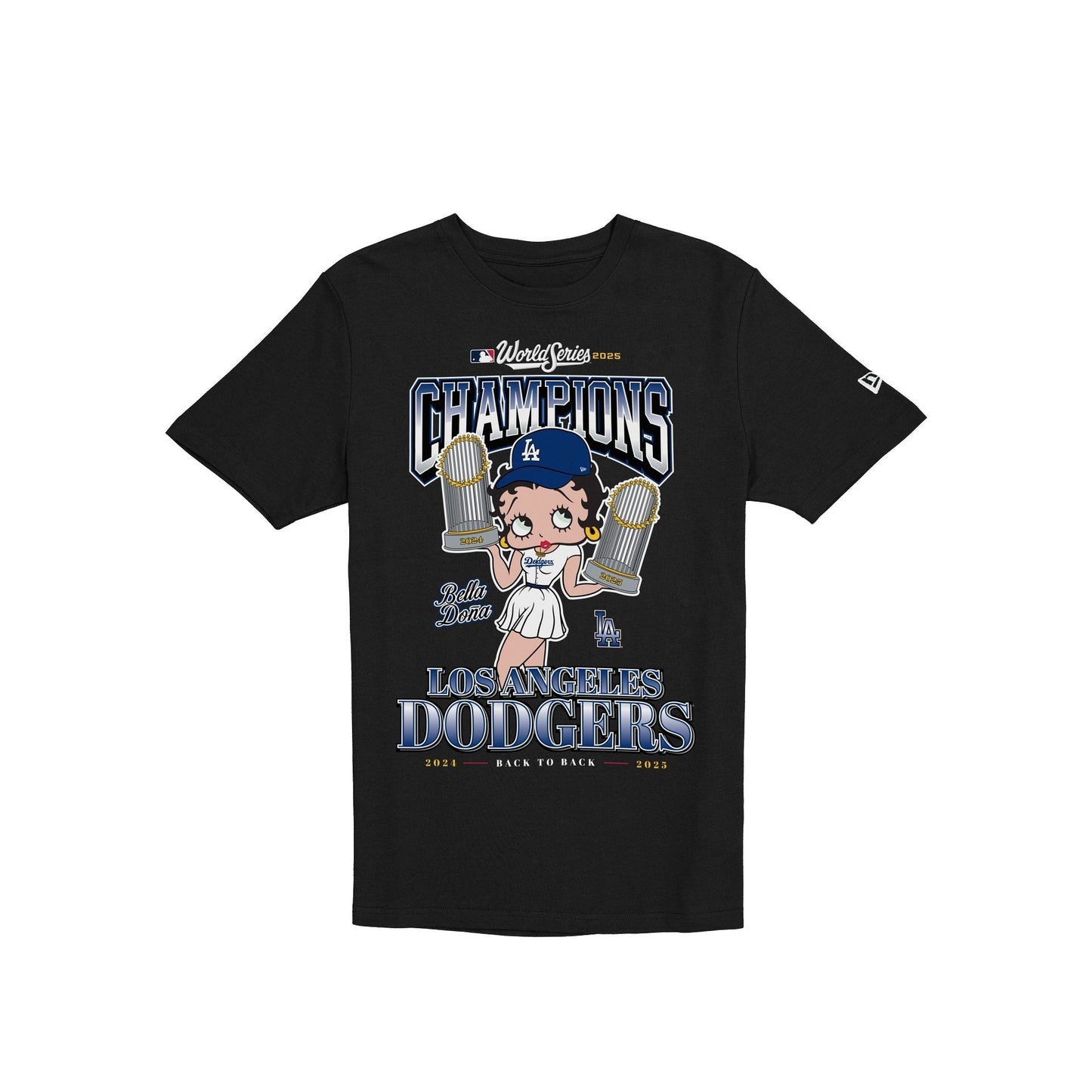 Bella Doña x Betty Boop x Los Angeles Dodgers 2025 World Series Champions Black T-Shirt