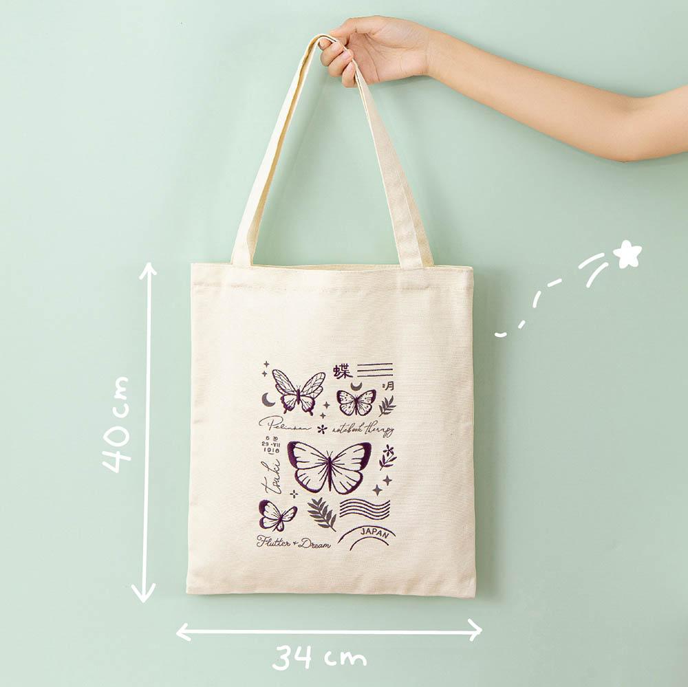 Tsuki ‘Flutter + Dream’ Tote Bag by Notebook Therapy x Pelinkan ☾