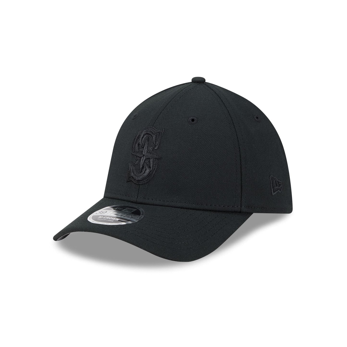 Seattle Mariners Black and White 39THIRTY M-Crown Stretch Fit Hat