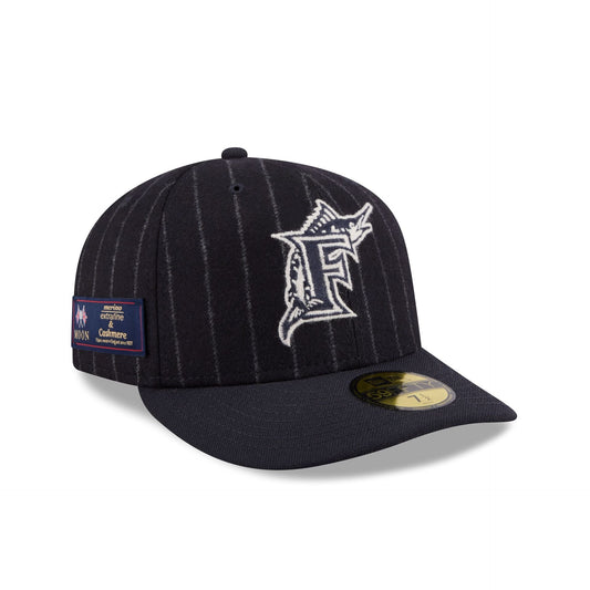 Miami Marlins Pinstripe Merino & Cashmere Moon 59FIFTY Fitted Hat