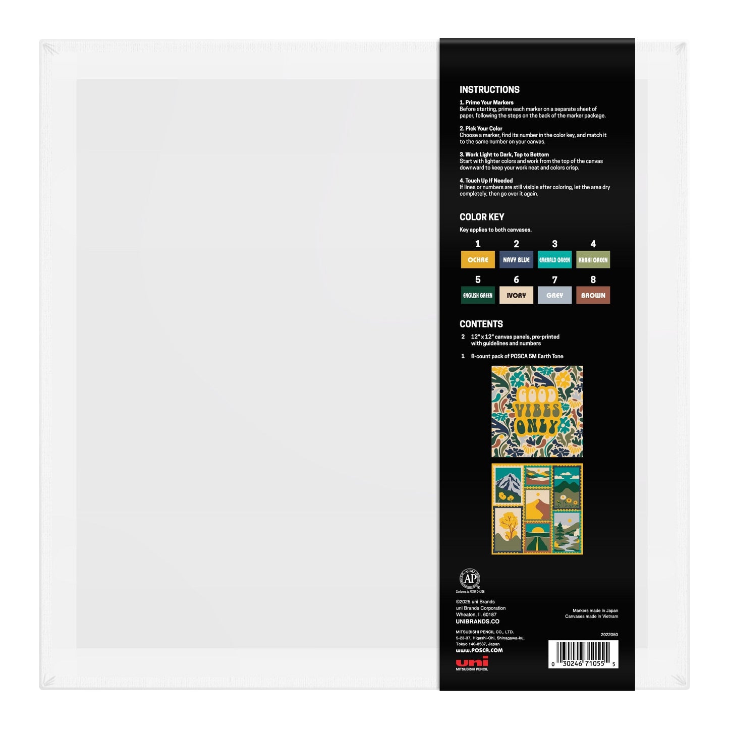 uni® POSCA® Paint-By-Number Canvas Kit,  including 5M Markers