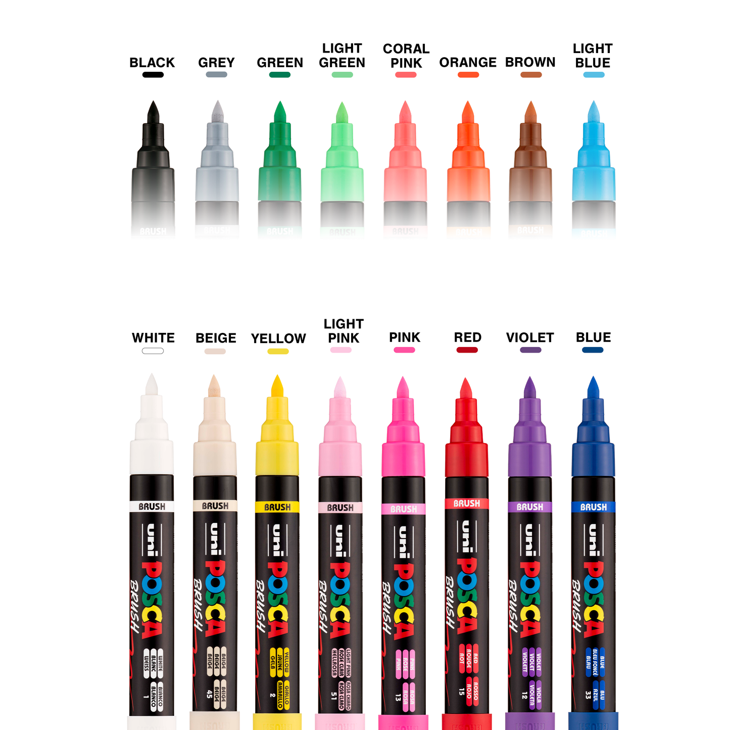 uni® POSCA® PC-5BR, Water-Based Paint Brush Tip Markers (16 Pack)