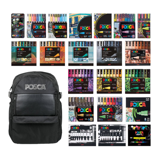 uni® POSCA® Exclusive Artist Backpack including 212 Count Assorted POSCA Items
