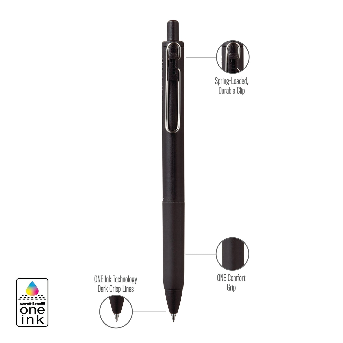 uniball™ ONE, Gel Pen, Black Barrel