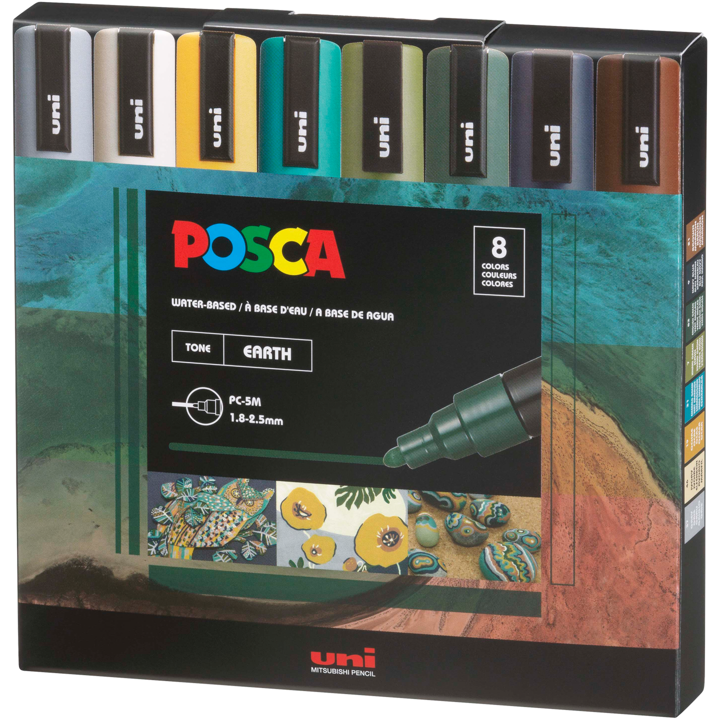 uni® POSCA® PC-5M, Earthtone Water-Based Paint Markers (8 Pack)