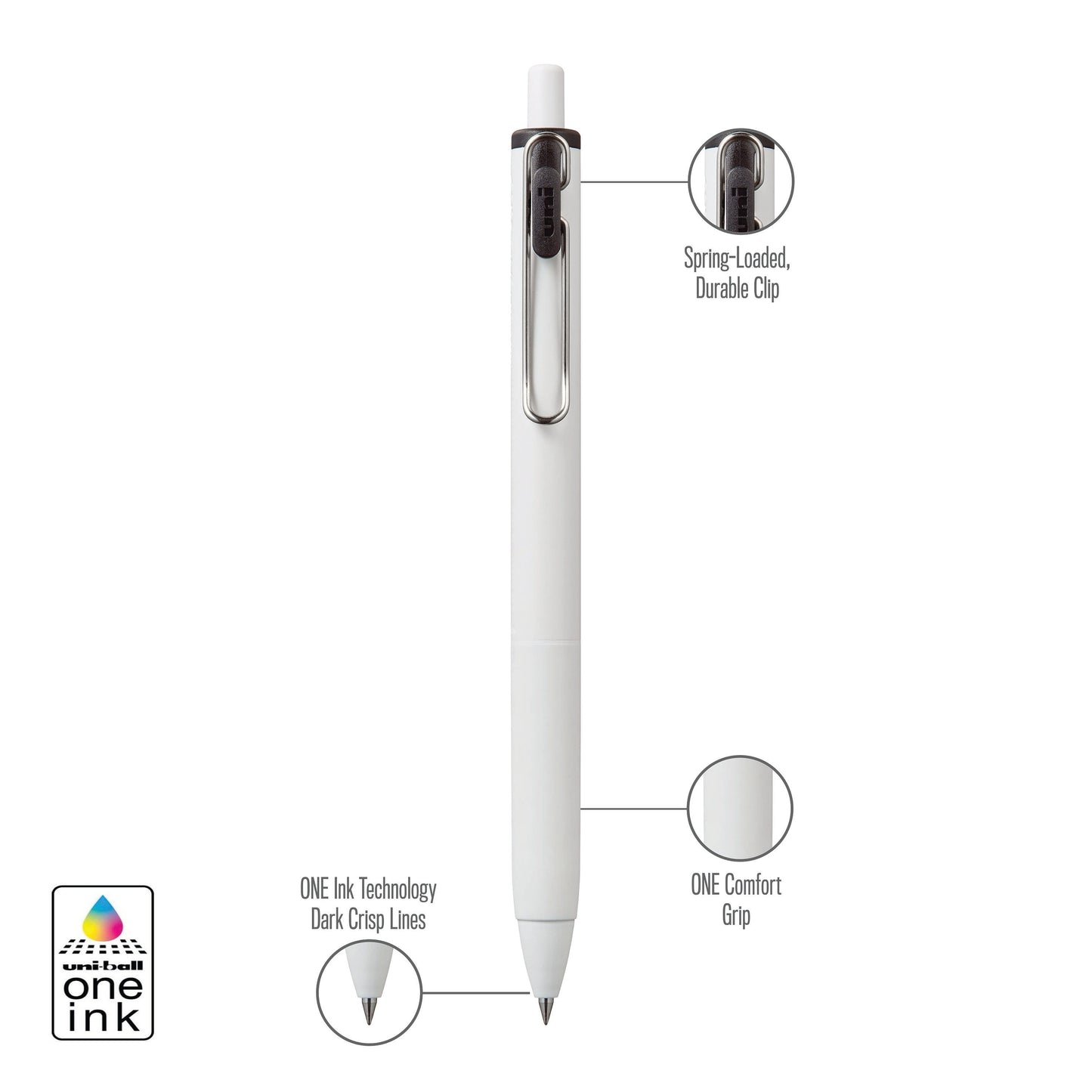 uniball™ ONE, Gel Pen, White Barrel