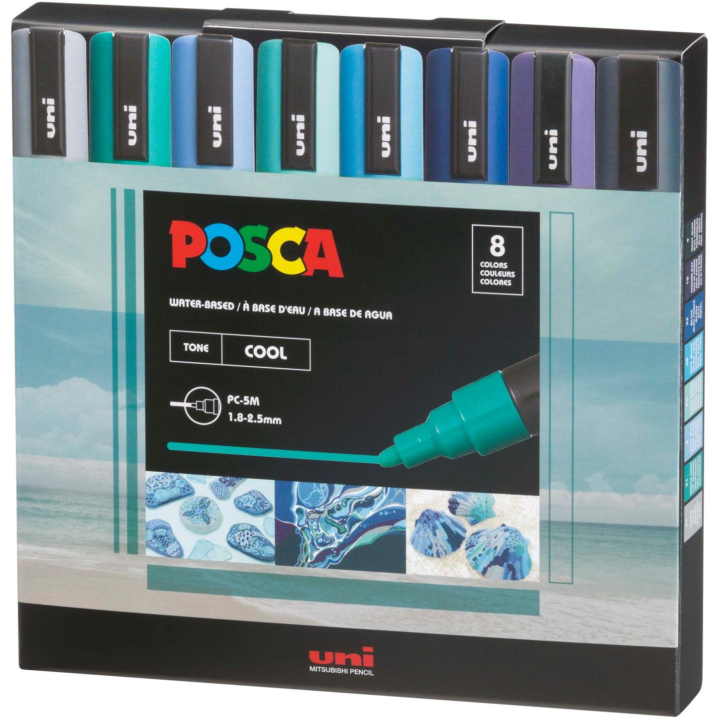 uni® POSCA® PC-5M, Cooltone Water-Based Paint Markers (8 Pack)