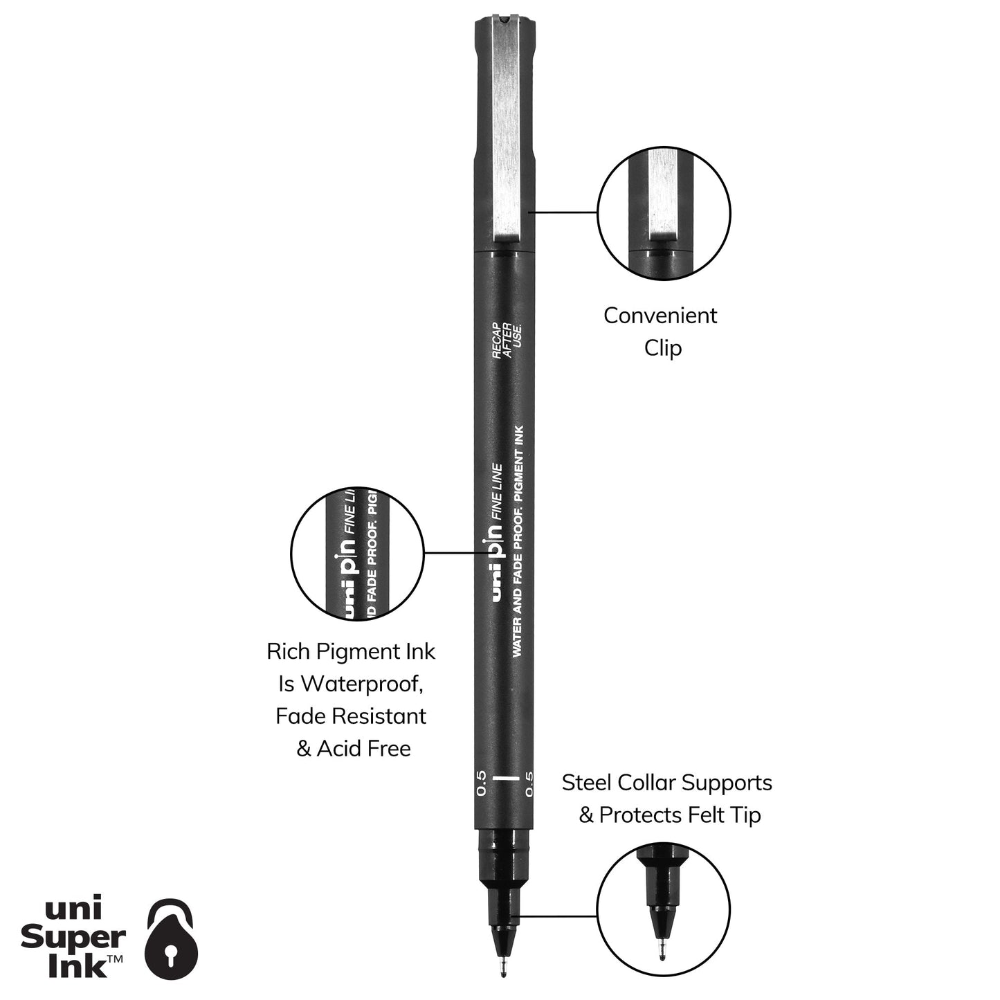 uni® Pin, Fine Line Drawing Pen 0.5mm