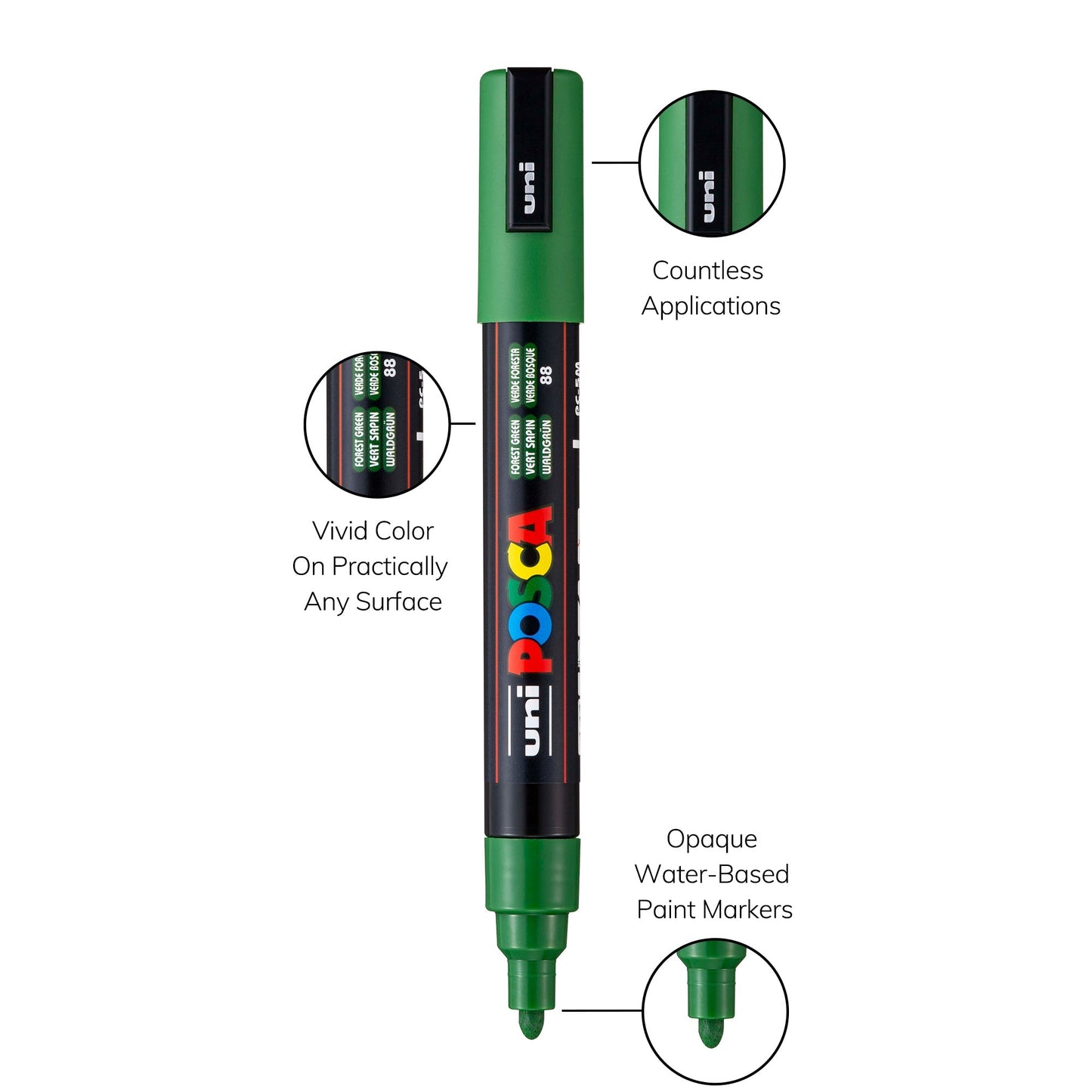 uni® POSCA® PC-5M, Green Shade Water-Based Paint Markers (8 Pack)