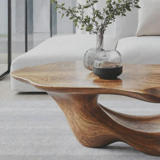 Hand Carved Solid Wood Coffee Table Feet Root-Inspired Organic Design Living Room