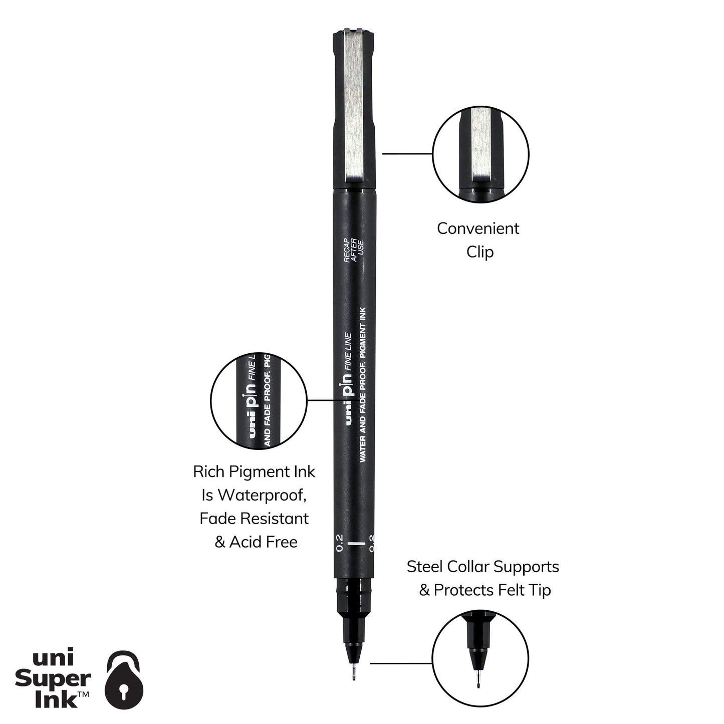 uni® Pin, Fine Line Drawing Pen 0.2 mm