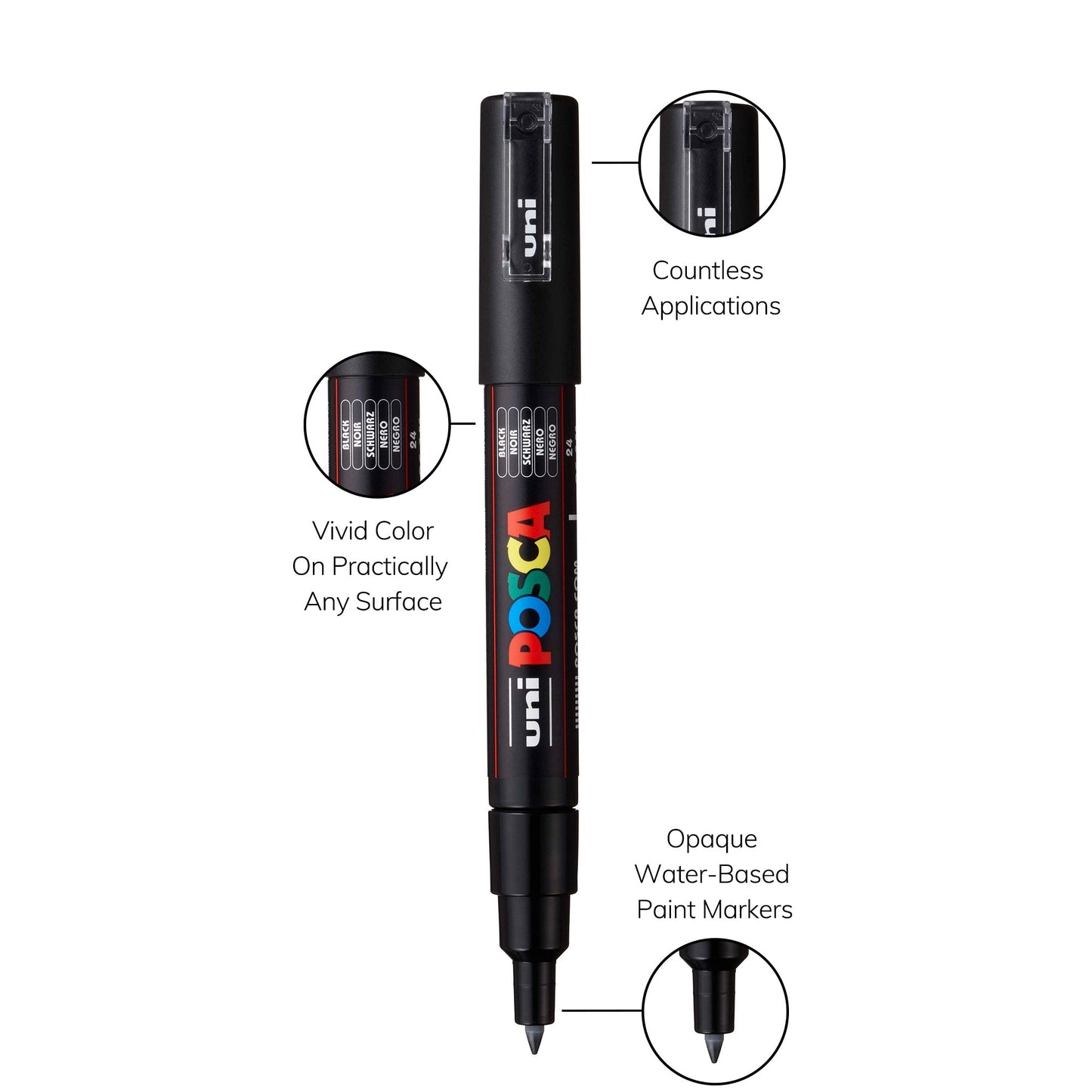 uni® POSCA® PC-1M, Water-Based Paint Markers (12 Pack)
