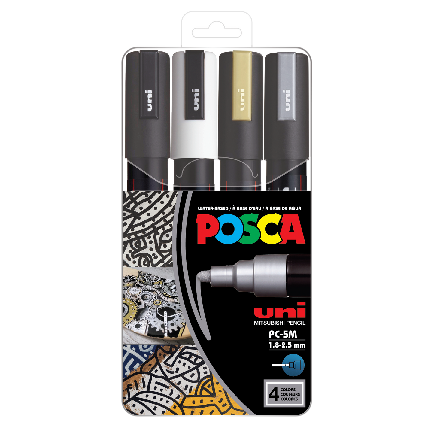 uni® POSCA® PC-5M, Water-Based Paint Markers (4 Pack)