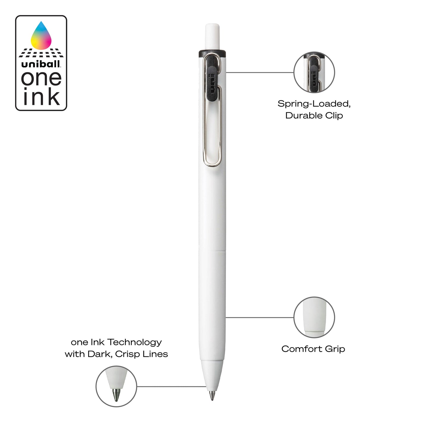 uniball™ ONE, Gel Pen, White Barrel