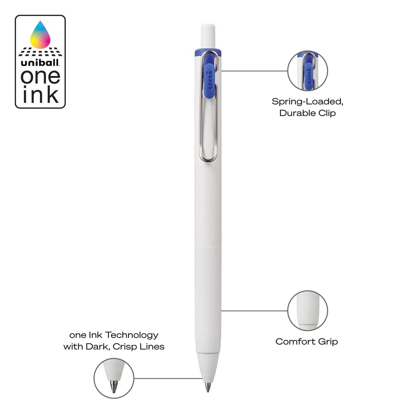 uniball™ ONE, Gel Pen, White Barrel