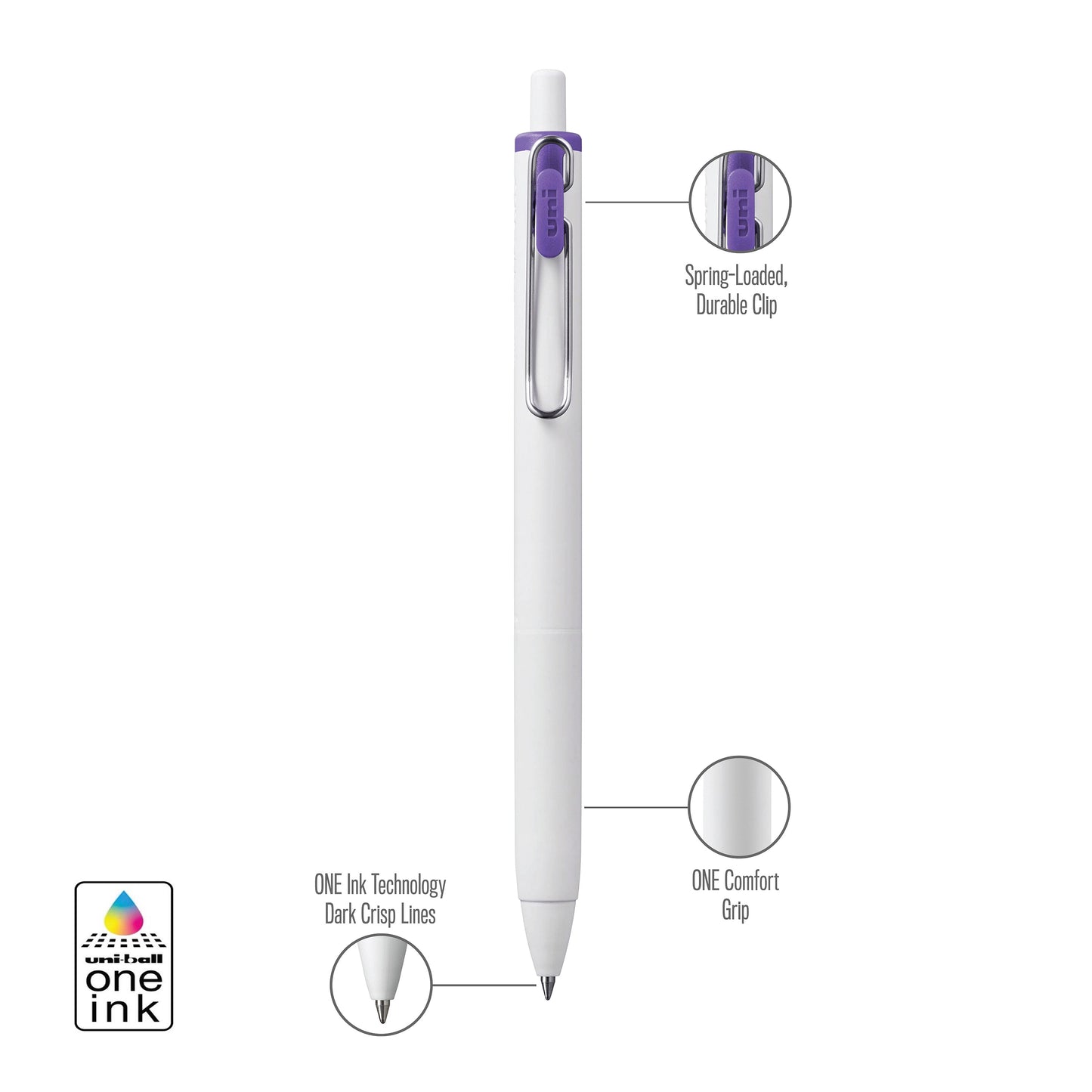 uniball™ ONE, Gel Pen, White Barrel